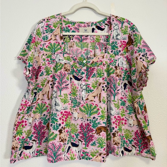 Printfresh Must Love Dogs Pintuck Short Set Pink Peony Women’s Sz 2X - Picture 4 of 10